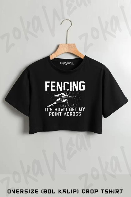 Fencing Printed Oversize Crop T-Shirt