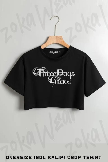 Three Days Grace Printed Oversize Crop T-Shirt