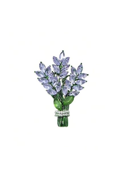 Brosa model Buchet de lavanda cu strasuri, 5.7 x 4 cm, culoarea mov