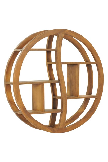 Yin Yang Wall Shelf 80x17.5x80 cm Solid Teak Wood