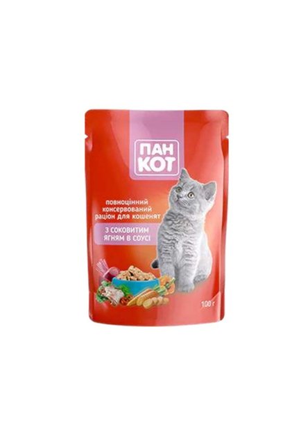 Мокра котешка храна с агнешко в сос 100 г/пакет