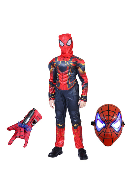 Σετ στολής Iron Spiderman, New Era, κόκκινο, γάντι με βεντούζες και μάσκα LED, 7-9 ετών, 120-130 εκ.