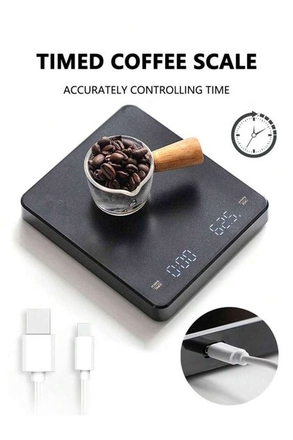 Digital Espresso Coffee Scale with Timer, Rechargeable, for Kitchen, Home and Office