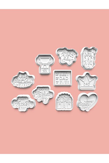Father's Day Cookie Mold and Sugar Dough Mold Set of 10 0580-Set