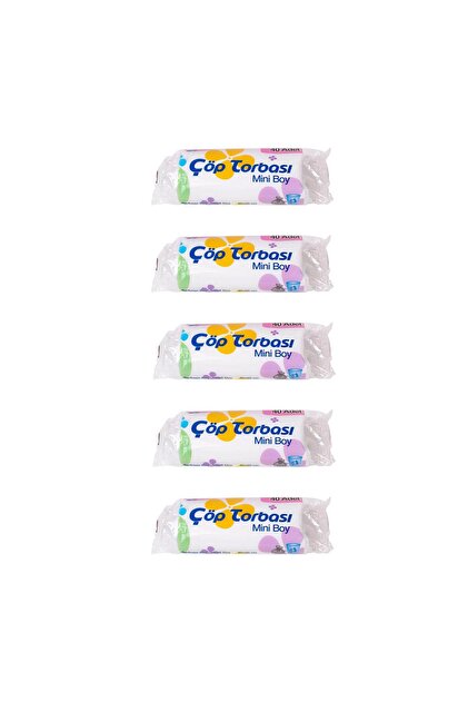 Çöp Torbası Mini Boy Küçük 40'lı 5 Rulo 40x50 Çöp Poşeti