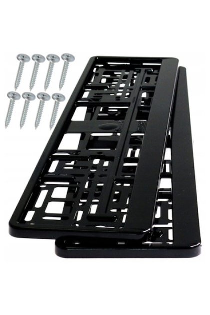 Set 2 bucati suport numar inmatriculare auto culoare rama negru metalizat + 8x surub