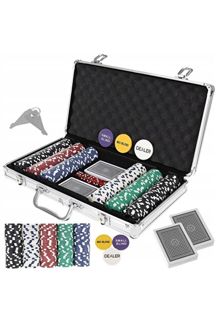 et de Poker Complex cu 300 de jetoane, Vegas Master Lux, Include 2 seturi de carti, 5 zaruri