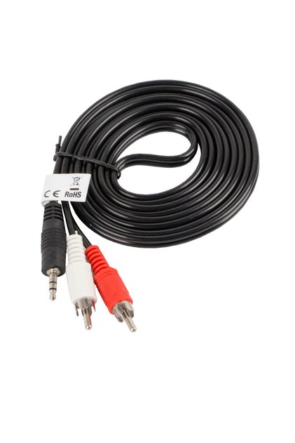 Cablu audio jack 3.5 mm 3 pin tata la 2 x RCA, 2 m, Lanberg 41402, stereo, negru