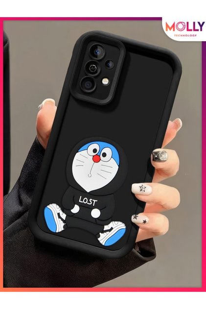 Black Edges Thick 3D Embossed Cute Doraemon Silicone Case for Samsung Galaxy A73