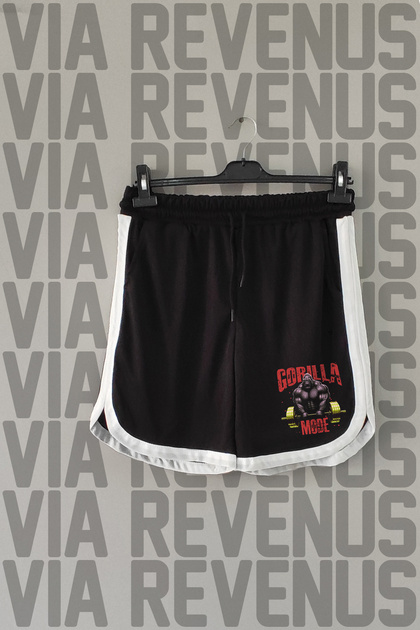 Gorilla Fashion Printed Piping Detailed Sports Training Shorts