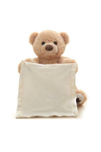 Jucarie Interactiva Ursulet De Plus Cucu-Bau, Peek-A-Boo, Vorbitor, Bej, 30cm