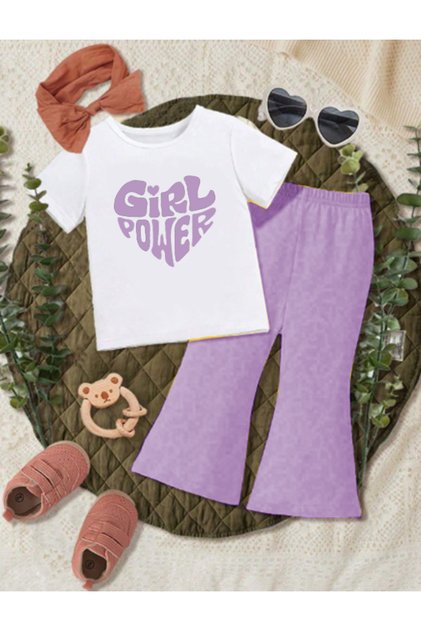 Girl's Summer Spanish Suit Girl Power Printed