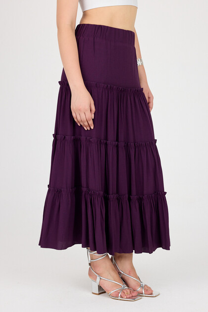 Maxi Length Skirt with Elastic Waist and Fold Detail