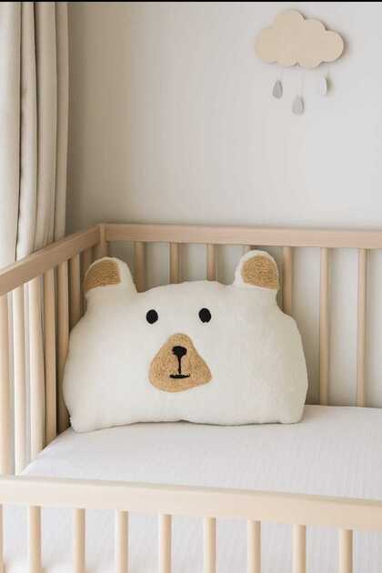 Plush Teddy Bear Pillow 52 X 42 cm Large Size-Cream