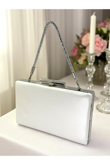 Bridal Bag Ecru Color Matte Skin Leather Women's Evening Dress Bag Wedding Engagement Graduation