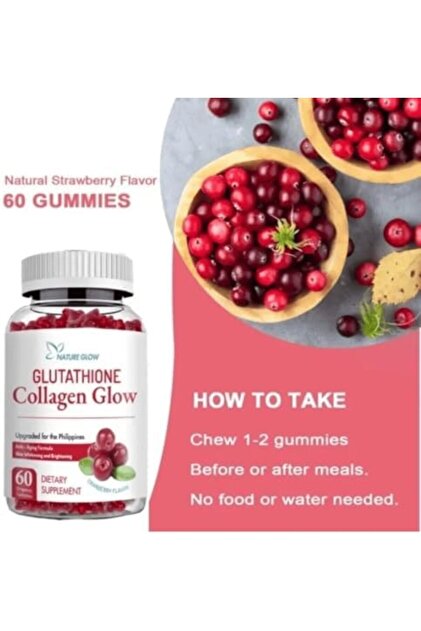 NATUREGLOW Nature Glow Glutathione Collagen Glow, cranberry flavor, 60  organic gummies.- Trendyol