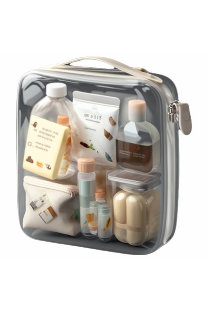 Set de 8 piese, geantă cosmetică autocolantă pentru călătorie, INOVATIX®. 6 cm
