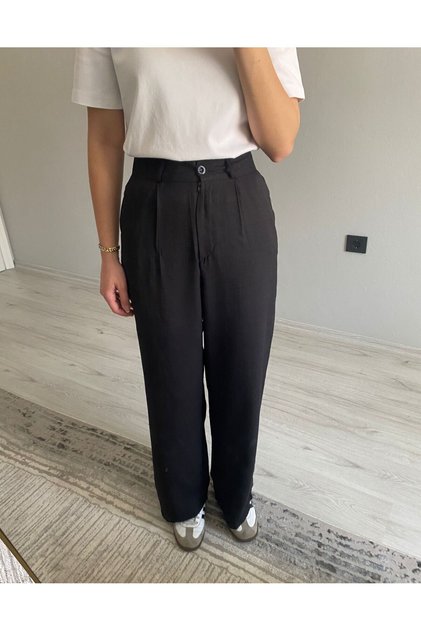High Waist Palazzo Pants with Clamp Detail