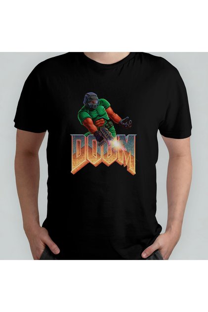 Doom Unisex 100% Cotton Crew Neck T-Shirt Model 1