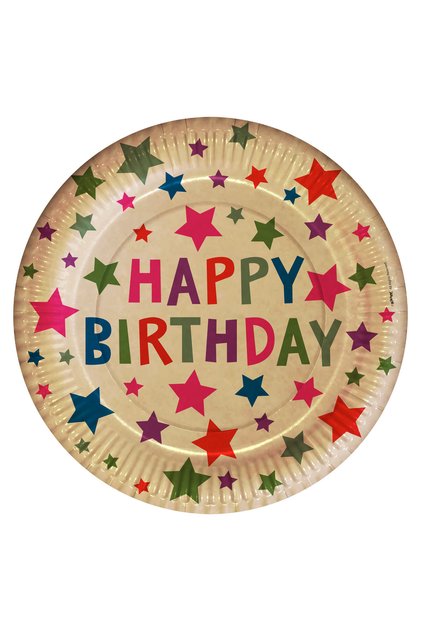 Cardboard Plate 23cm 8Pcs -Kraft Stars-