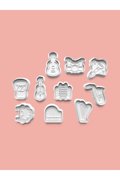 Musical Instrument Cookie Mold and Sugar Dough Mold Set of 10