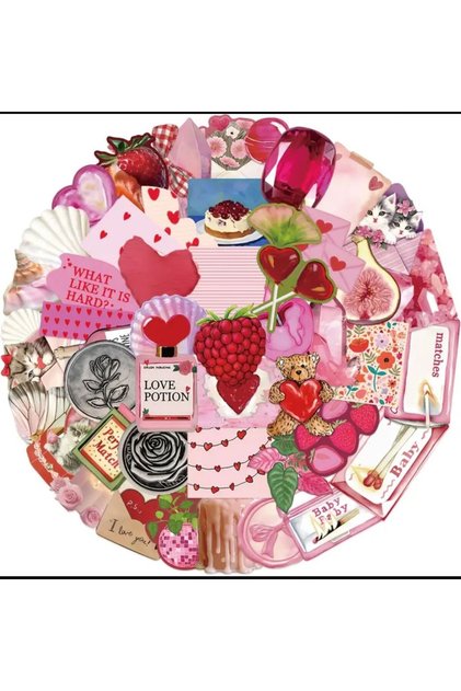 Leyla Collection Pink Tone Collage Detailed Round Woven Base Decorative Carpet Leyla76