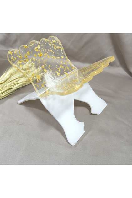 White Epoxy Rahle with Gold Leaf – Handmade Luxury Design 18 X 29 Cm.