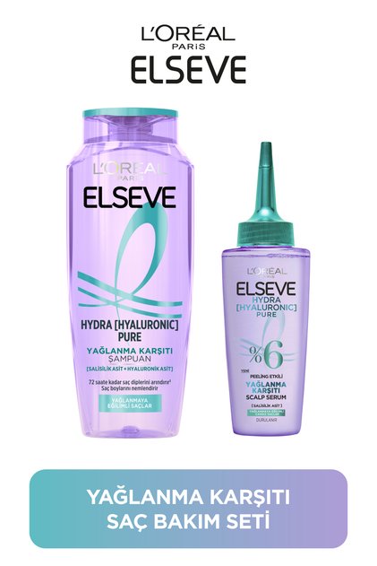 Hydra Pure Salisilik Asit içeren Yağlanma Karşıtı Nemlendirici Şampuan + Saç Derisi Serum Seti
