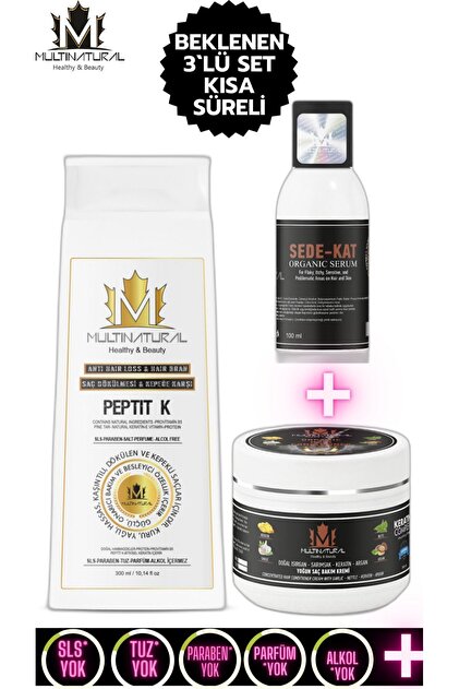 multinatural Yeni 3`lü Set Saç Dökülmesi,kepek Şampuan ,losyon