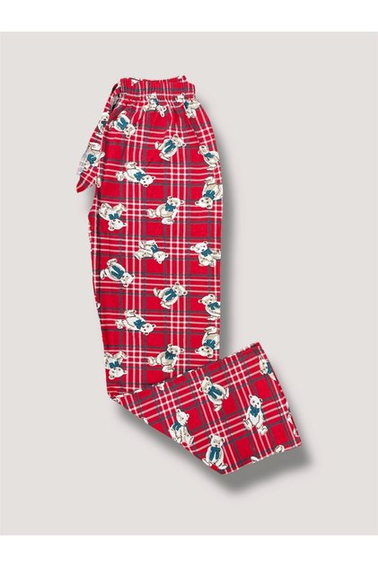 Plaid Patterned Elastic Waist Unisex Pajama Bottoms