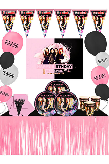 Blackpink banner i metalna suknja za stol za dekoraciju rođendanske proslave za 8 osoba