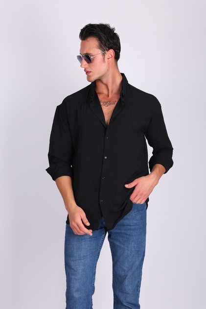Ayrobin Textured Oversized Linen Men's Shirt