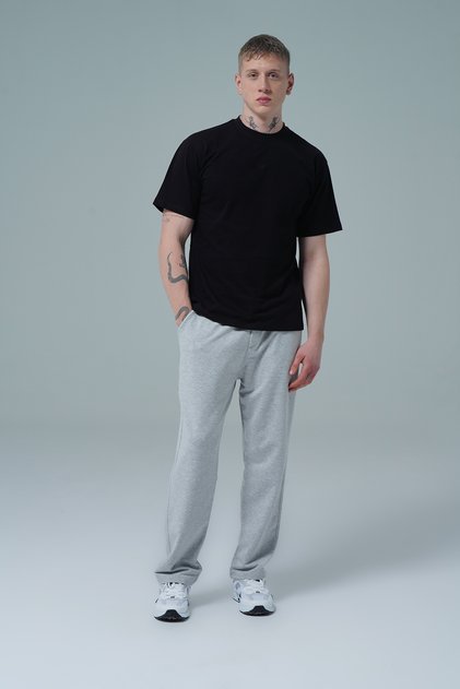Daily Core - Gray Melange Relaxed Fit Men's Pipe Leg Sweatpants