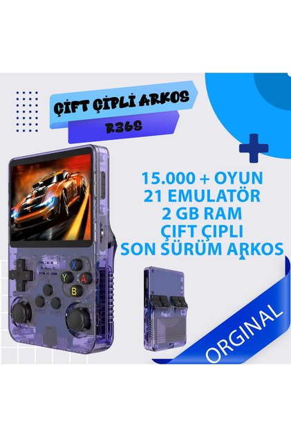 R36s Çift Çipli | 64gb | 21 Emülatör | Arkos Yeni Sürüm 15.000 Oyun Konsolu