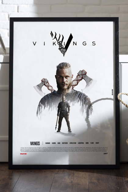 Vikings Siyah Ahşap Çerçeveli Poster, Dizi Duvar Tablosu