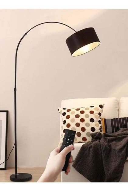 مصباح أرضي LED لغرفة المعيشة مع غطاء أسطواني قابل للتعديل وجهاز تحكم عن بعد