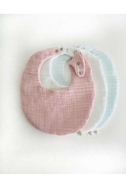 Oval 3-Piece 100% Cotton Muslin Baby Bib / Collar / Drool Bib