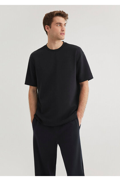 Mavi Siyah Tencel Tm Modal Basic Tişört Loose Fit / Bol Rahat