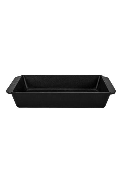 Lava cast rectangular roast and oven tray cast iron solid double handle size 21x33cm.