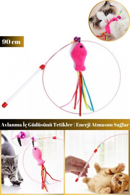 Cat Fishing Rod Toy with Rattle String