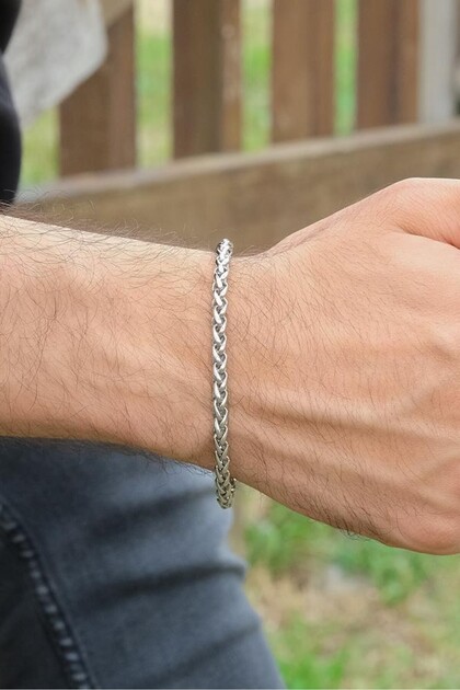 Takı Dükkanı Interlocking Men's Steel Bracelet Chain 20cm acb01