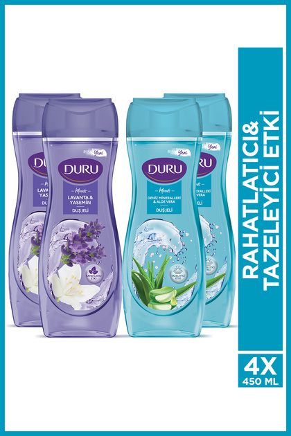 Moods Deniz Mineralleri&Aloe Vera + Lavanta & Yasemin Duş Jeli 4x450 Ml