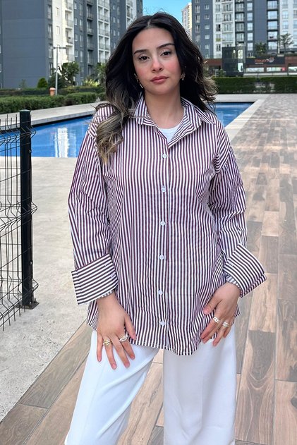 Blue Striped over Fit Shirt