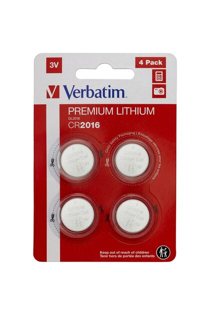 Литиеви батерии Verbatim, CR2016, 3V, 4 бр.