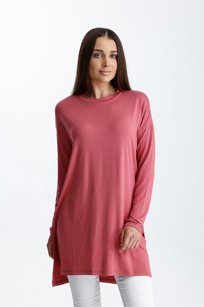 Premium Kalite, Pembe, Penye Tunik.