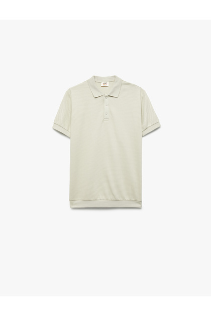 Snap Button Detailed Polo Neck Short Sleeve Cotton T-Shirt