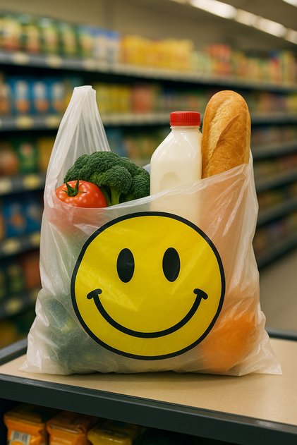 27X54 cm 100 Pieces 5 Rolls 500 Pieces Large Size Smiley Face Patterned Emoji Roll Grocery Butcher Bag