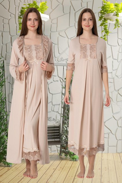 Easy Breastfeeding Nightgown and Morning Gown Set