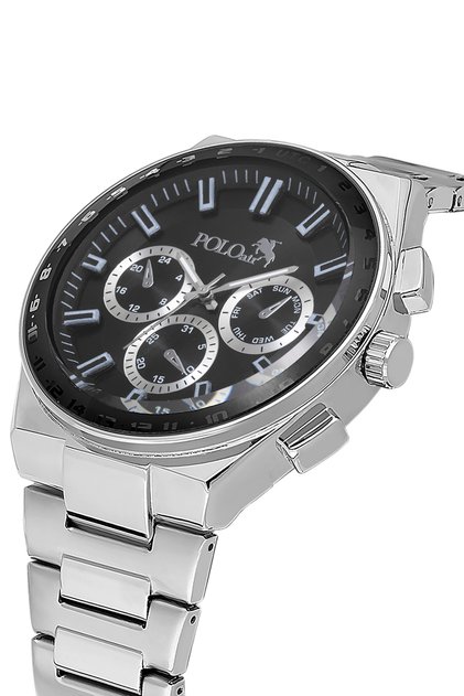 Metal Case Men's Wrist Watch Silver Black Color Pl-0990E3X