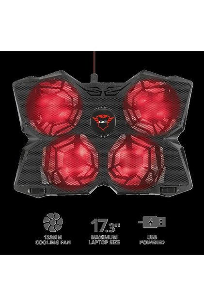 GXT 278 Yozu Охлаждаща подложка за лаптоп, 4 вентилатора, червен LED, 17.3 инча, черен